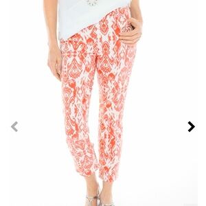 Chico’s Platinum Grecian Ikat Cropped Jeans White Orange EUC 14😍